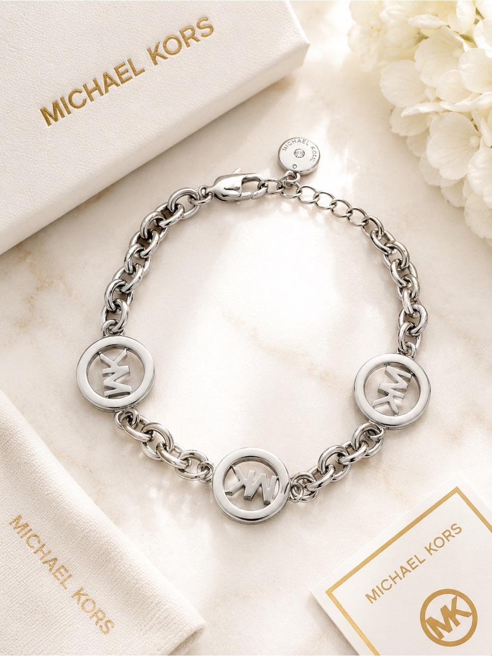 Michael Kors Silver-Tone Logo Link Bracelet - Picture 2 of 2